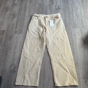 H&M Studio resort Capsule Beige Studded Wide Leg Jeans High‎ Waist 12